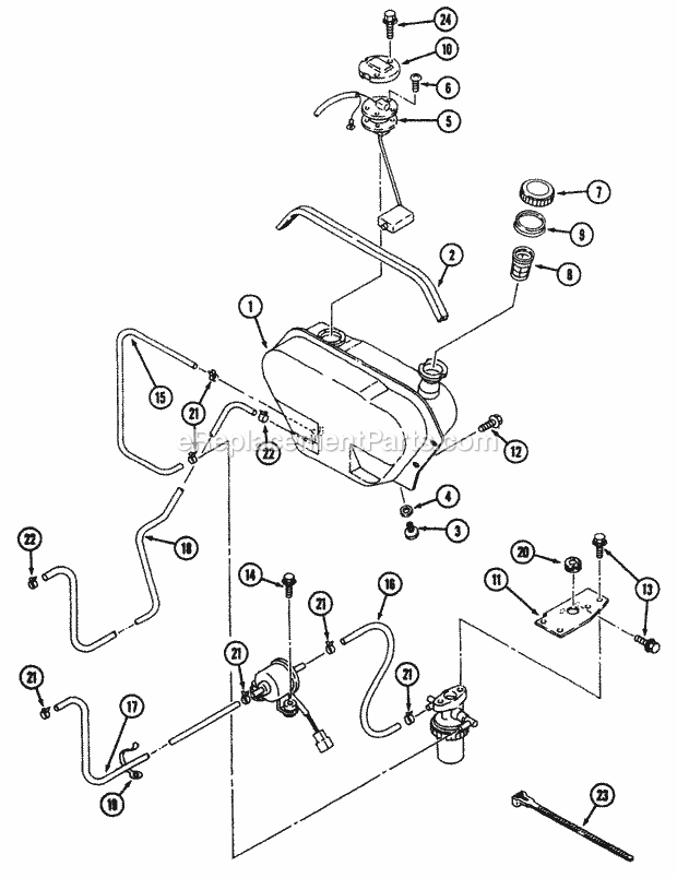 Fuel Line Diagram and Parts List for 54A-443D100 Cub Cadet Lawn Tractor